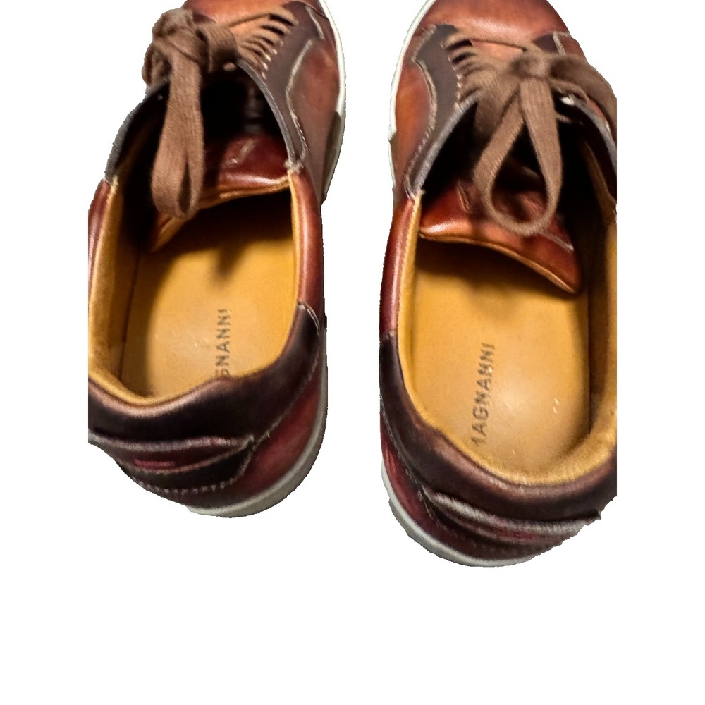Magnanni Ottawa shoes 10.5 brown Amadeo Burnished Leather LowTop Sneakers cognac - Picture 8 of 11